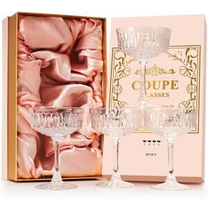 Coupe Glasses Martini Glasses Set of 4 art Deco Champagne Coupe Glasses 8oz LG